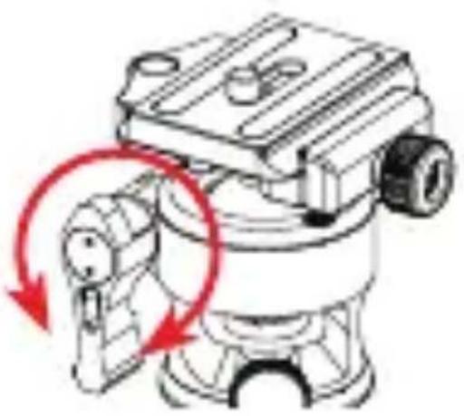 Technical line drawing of a mechanical device with red circular arrows indicating rotational motion (no text or symbols)