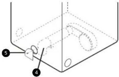 Diagram of a container with labeled parts, showing internal components and numbered indicators (5 and 4)