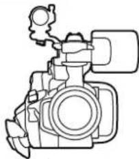 Line drawing of a video camera with no text or symbols