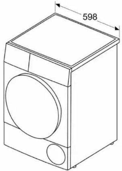 Line drawing of a washing machine with a circular vent and side buttons (no text or symbols)