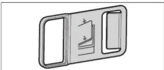 Simple line drawing of a door with two panes and a handle, no text or symbols present