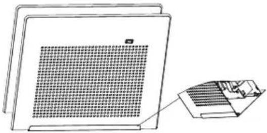 Line drawing of a computer monitor with a grid-patterned screen and a separate 3D printer outline (no text or symbols)