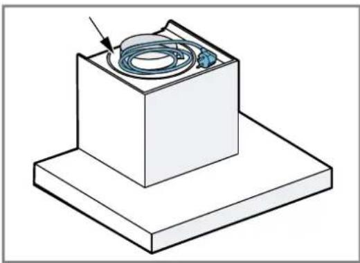 Isometric diagram of a mechanical component with a coiled spring and base plate (no text or symbols)