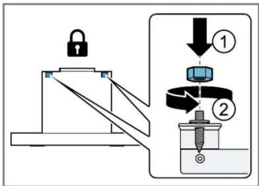 Diagram illustrating a mechanical locking mechanism with labeled steps and components