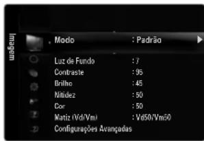 Modo : Padrão Luz de Fundo : 7 Contraste : 36 Brilho : 48 Nitidez : 50 Cor : 50 Matiz (Vd/Vmi) : Vd50/Vm50 Configurações Avangadas