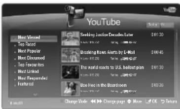 SAMSUNG UN55B8000XM - Utilização do widget do YouTube - 1