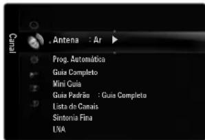 Centrol Antena : Ar Prog. Automática Guiu Completo Mini Guiu Guiu Padrão : Guiu Completo Lista do Canais Sintonia Fina LNA
