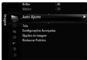Brilte : 45 Nitidez : 50 Auto Ajuste Tela Configurações Avançadas Opções de imagem Restaurar Padrões