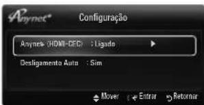 Anynek Configuração Anynek (HDMI-CEC) : Ligado Desligamento Auto : Sim Mover Entrar Retornar
