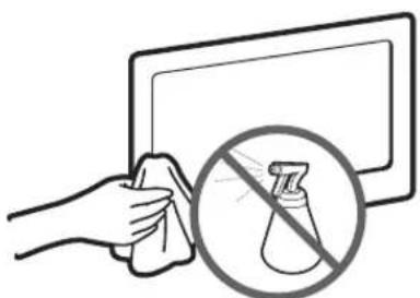 Illustration of a hand cleaning a tablet with a no-smoking symbol (no text or labels)
