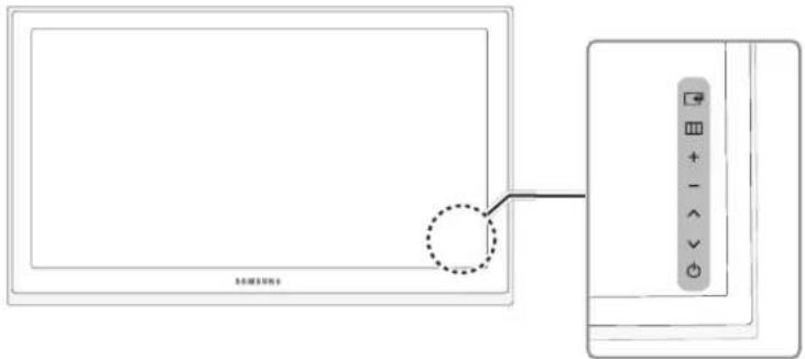 Diagram showing a device connected to a screen with a dotted circle highlighting a point of interest (no text or symbols present)