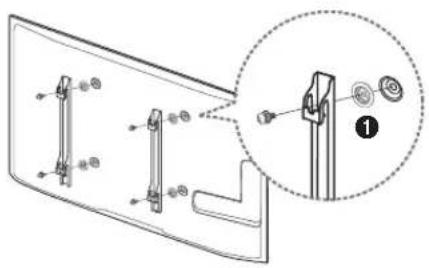 Technical diagram showing mechanical assembly with labeled parts and a magnified detail view of a bracket detail.