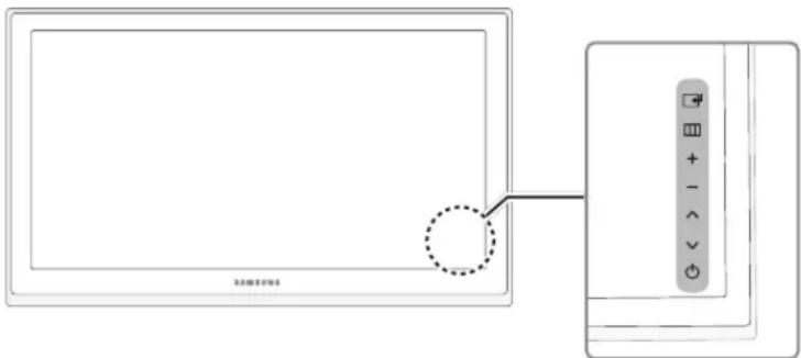 Diagram showing a remote control panel connected to a device with a dotted circle highlighting a location.