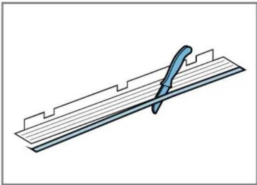 Illustration of a blue tool cutting through a metal sheet (no text or symbols)
