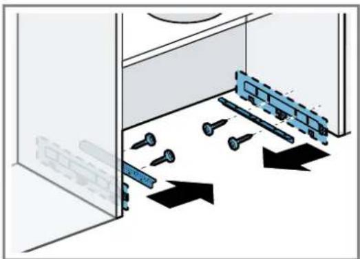 Diagram of a room interior with screw and sliding mechanism, showing directional arrows (no text or symbols)