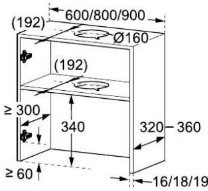 (192) 600/800/900 Ø160 (192) ≥300 340 320-360 ≥60 16/18/19