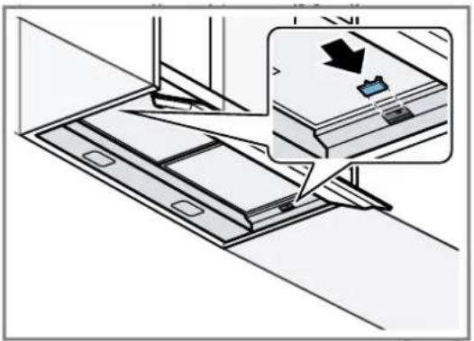 Diagram showing a device with a slide and a magnified inset of its screen (no text or symbols present)