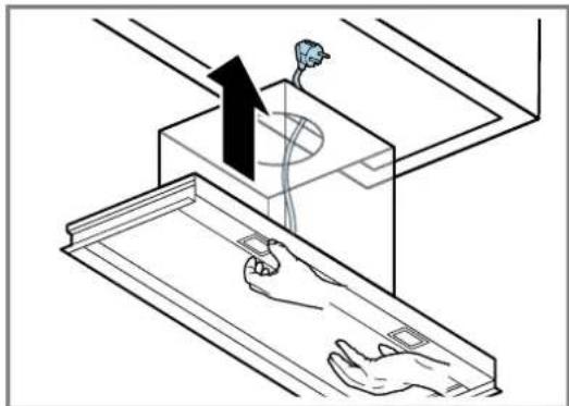 Diagram showing a hand holding a device inside a device with an upward arrow indicating motion (no text or symbols present)