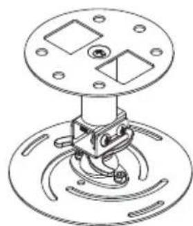Technical line drawing of a mechanical assembly with mounting flanges and a central hub (no text or symbols)