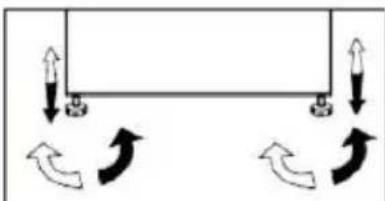 Schéma pur d'un système mécanique ou structurel avec des flèches indiquant la direction, sans texte ni symboles.