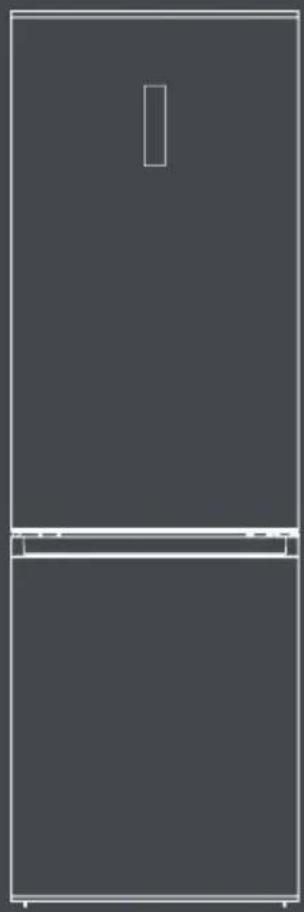 Dessin au trait simple d'un réfrigérateur à deux portes avec une seule porte rectangulaire en haut (sans texte ni symboles)