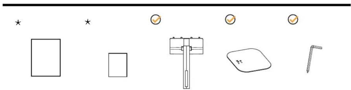 Diagram showing five different shapes with checkmarks, including a rectangle, a pencil, a notebook, and a pen, arranged horizontally.