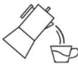 Simple line drawing of a megaphone pouring liquid into a cup (no text or symbols)