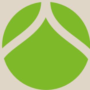 Abstract green circular logo with three leaf-like shapes (no text or symbols)