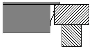 Abstract geometric diagram with three shaded rectangles and a diagonal line, no text or symbols present