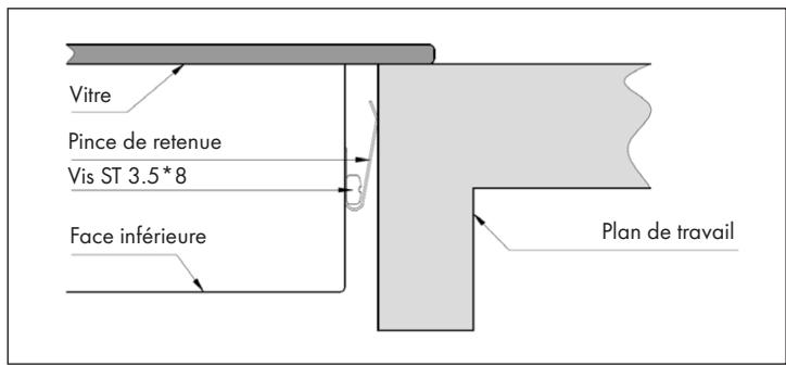 Vitre Pince de retenue Vis ST 3.5*8 Face inférieure Plan de travail