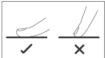 Diagram showing two hand gesture options: checkmark and cross, likely indicating correct or incorrect actions.