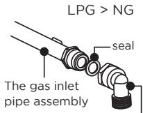 LPG > NG seal The gas inlet pipe assembly