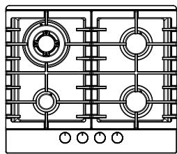 Pure technical line drawing of a gas stove or gas stove with no text, numbers, or symbols