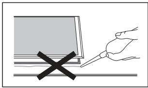 Illustration of a hand using a screwdriver to mark a cross on a laptop screen (no text or symbols present)