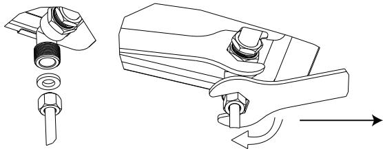 Technical line drawing of a mechanical component with exploded view and side view (no text or symbols)