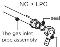 NG > LPG seal The gas inlet pipe assembly