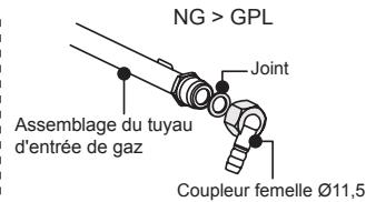 NG > GPL Joint Assemblage du tuyau d'entrée de gaz Coupleur femelle Ø11,5