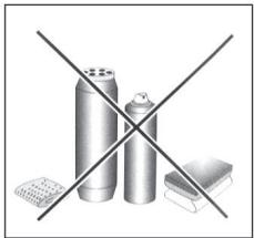 Illustration of three metallic containers crossed with a diagonal line, no text or symbols present