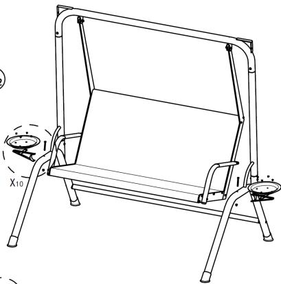 Line drawing of a simple folding chair with two legs and a side seat, no text or symbols present