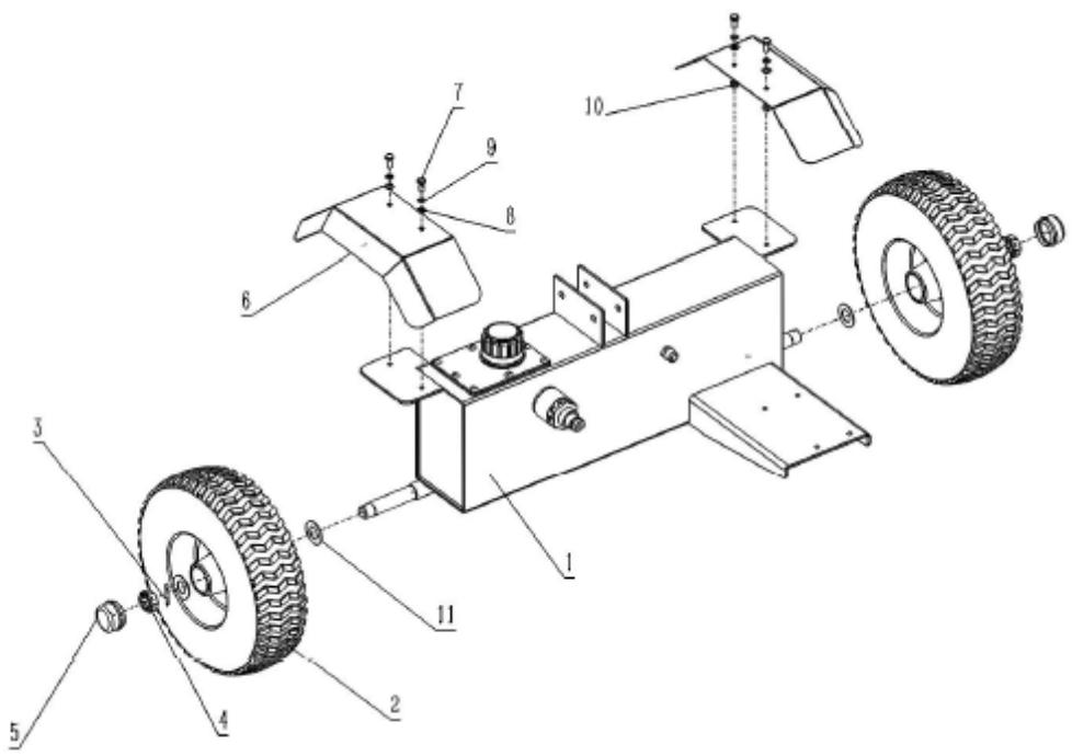 Technical diagram of a mechanical assembly with numbered components for identification