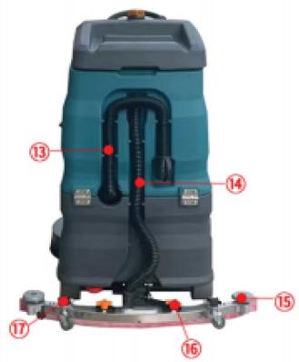 Labeled diagram of a cleaning or cleaning machine with numbered components