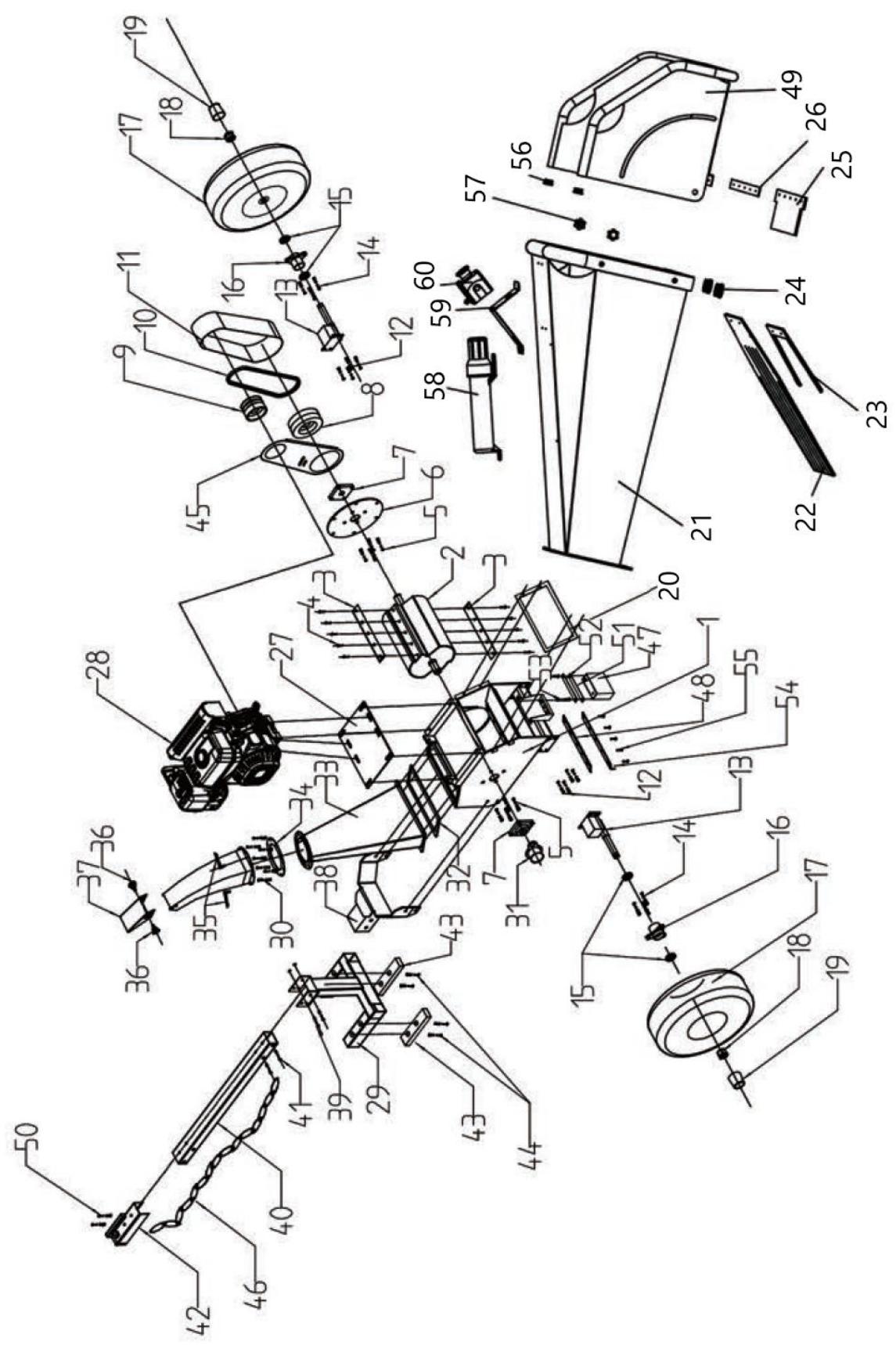 Technical diagram of a mechanical assembly with numbered components for identification