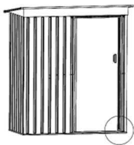 Simple line drawing of a cabinet or enclosure with vertical slats and a door, no text or symbols present.
