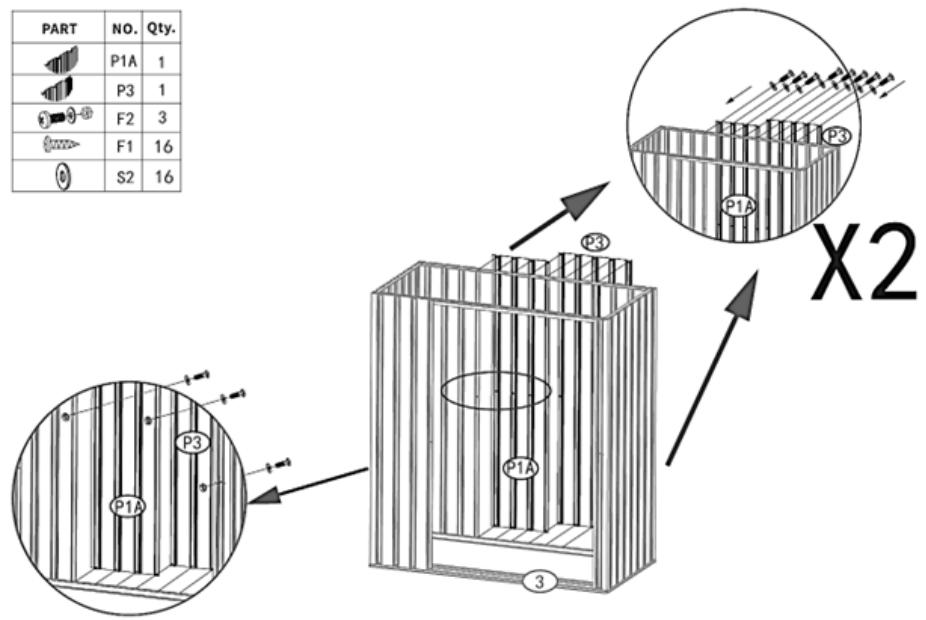 PART NO. Qty. P1A 1 P3 1 F2 3 F1 16 S2 16 P1A P3 P1A X2 3