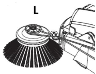 Technical line drawing of a cleaning or dust removal device with a wheel and bucket (no text or symbols)