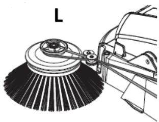 Technical line drawing of a cleaning or dust removal device with a wheel and bucket (no text or symbols)