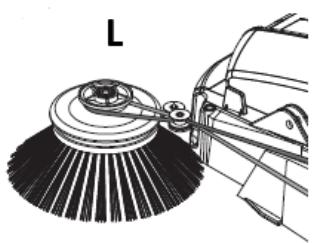 Technical line drawing of a cleaning or dust removal device with a circular component and tool (no text or symbols)