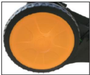 Close-up of a black and orange mechanical component with no visible text or symbols