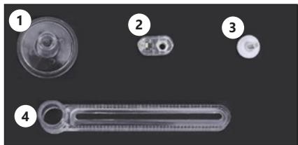 Four labeled mechanical components (cylindrical, cylindrical, ring, and linear) shown against a dark background, no text or symbols present.