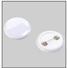 Two circular electronic components with metallic pins, one plain and one with a small pin (no text or symbols visible)